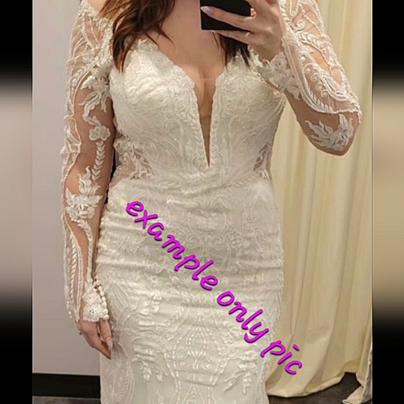 New!!! Tags!! Elegant White Wedding Lace Long Sleeve Dress Sz 18 - Picture 4 of 15